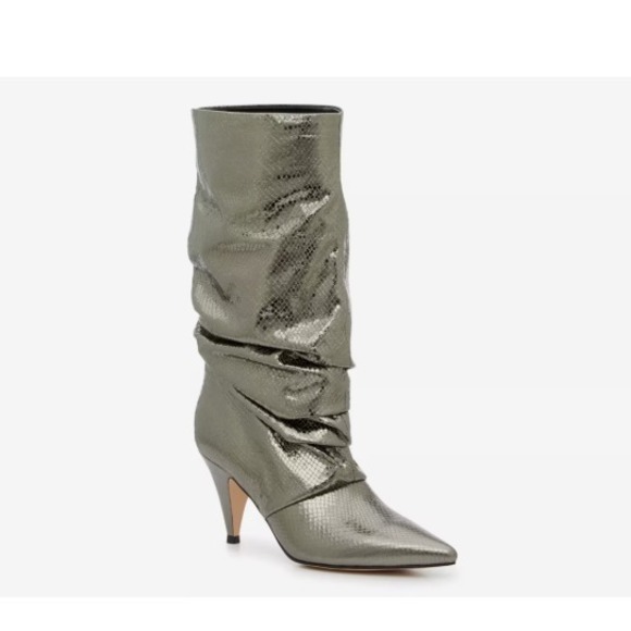 Marc Fisher Shoes - Marc Fisher Women 8.5M Kailee Pointy Toe Ruched Dress Boots Snake Kitten Heel